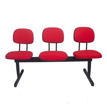 Imagem de Cadeira longarina secretaria reta 3 lugares vermelha - PopMov