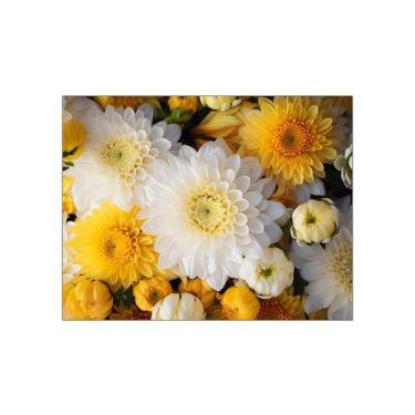 Imagem de Fundo Fotográfico 1,55 X 1,20 -  Margaridas Amarelo e Branco Realista 