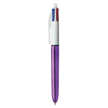 Imagem de BIC Canetas esferográficas brilhantes de 4 cores – Corpo roxo metálico, caixa com 12
