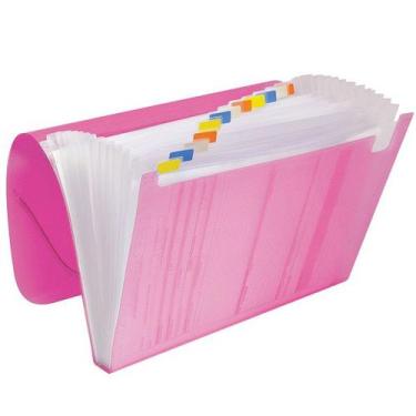 Imagem de Pasta Sanfonada DAC Organizadora A4 12 Divisorias Coloridas, Rosa