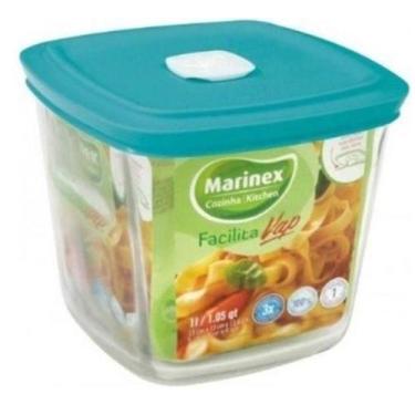 Imagem de Pote De Vidro Quadrado Alta Com Tampa E Válvula 1L - Nadir