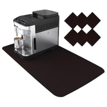 Imagem de Kit Tapete De Mesa Apoio Cafeteira 90x40cm + 6 Porta Xicaras Para Cant