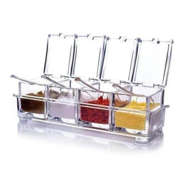 Imagem de Porta Temperos Condimentos Potes Acrilico - Economia Solar