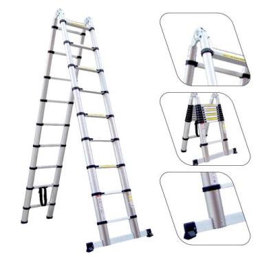 Imagem de Escada Telescópica Dupla 18 Degraus 5.6 Metros - LinhaEvolux