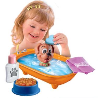 Imagem de Brinquedo Infantil Pet Shop Banho Cachorro Vinil Acessorios - Lua de C
