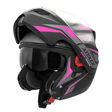 Imagem de Capacete Robocop Escamoteável Pro Tork New Attack HSA Preto com rosa 62