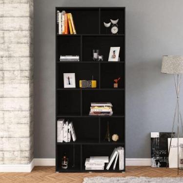 Imagem de Estante para Livros com 12 Nichos Xangai 204cmx90cm - Politorno, Preto
