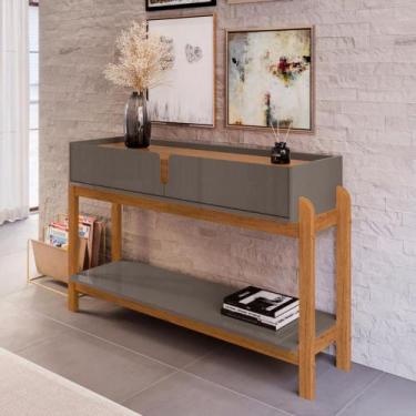 Imagem de Aparador 2 Gavetas Lizz Casa D, Cinza Pérola e Cedro