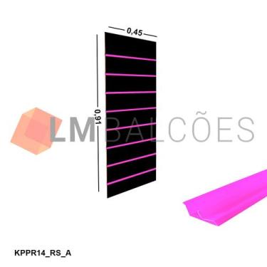 Imagem de Painel Canaletado Preto em Mdf 0,91 x 0,45m com Perfil Pvc Rosa - LM B