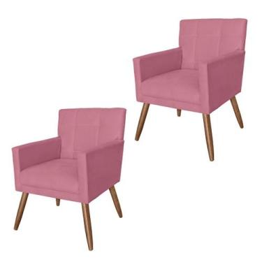 Imagem de Jogo 2 Poltronas Estofadas Para Quarto Closet Onix Suede Rosa Barbie -