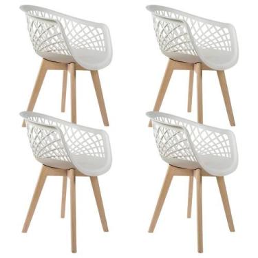 Imagem de Kit 04 Cadeiras Decorativas Para Sala de Jantar Madri Com Base de Made