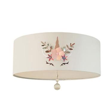 Imagem de Luminária Plafon Infantil Unicórnio Cúpula Branco 40x15 2E27 - Tom Luz