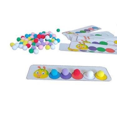Imagem de Brinquedo De Cores Lagarta Pareamento De Cores Autistas pompons colori