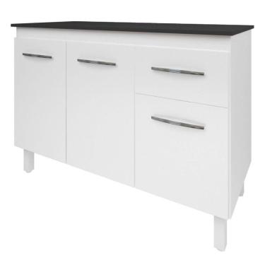 Imagem de Balcão Com Tampo Anita 120 Cm Branco Preto Moblis