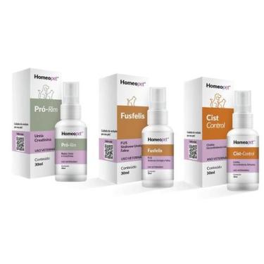 Imagem de Kit Pró Rim + Fusfelis + Cist Control Cães Gatos Homeopet 30ml - Real 