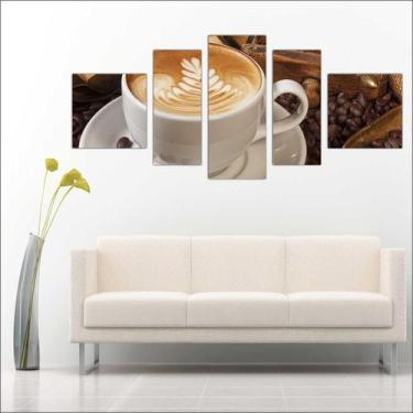 Imagem de Quadro Decorativo Gourmet Cafeterias Padarias Café Com 5 Peças TT5 - V