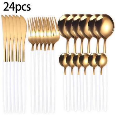Imagem de Conjunto de Talheres 24 peças, Talheres de aço inoxidável Para café - 