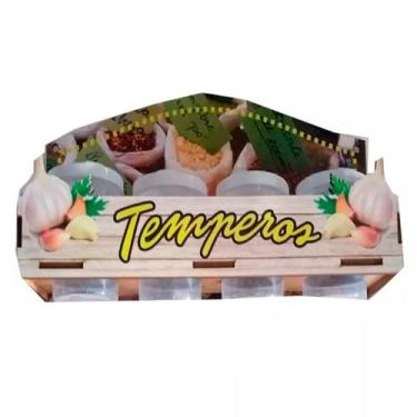 Imagem de Porta Temperos e Condimentos Gourmet de Parede em Madeira - Alho - Ret