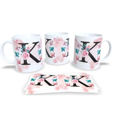 Imagem de Caneca Branca de Porcelana Personalizadas Alfabeto iniciais Nomes (K)