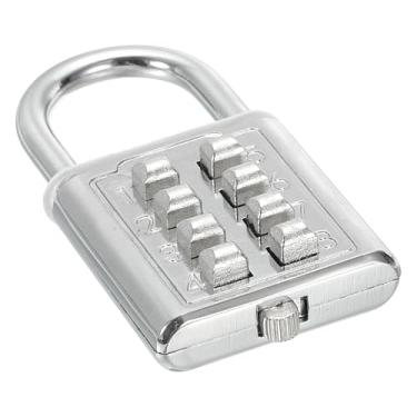Imagem de PATIKIL Cadeado com combinação de botões de 8 dígitos, mecanismo de bloqueio de 4 posições, trava digital de segurança para academia, caixa de ferramentas, prateado