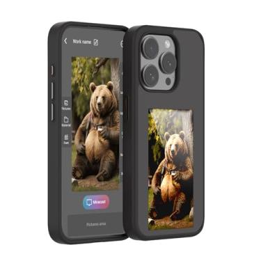 Imagem de KSOPUERT Capa de telefone com tela inteligente e tinta atualizada em 4 cores para iPhone 13/14 de 6,1 polegadas DIY personalizado imagem/foto/texto, transmissão NFC mostrar no telefone, capa protetora