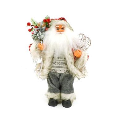 Imagem de Papai Noel Luxuoso Decoração Natalina 30cm - Magizi, Cinza
