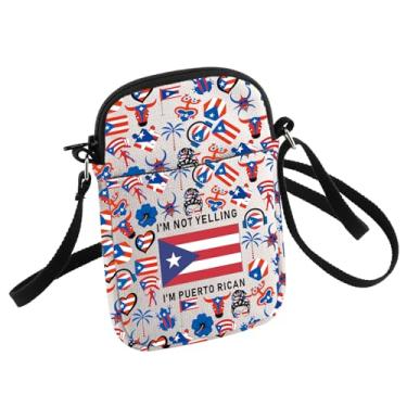 Imagem de Bolsa tiracolo Puerto Rico Lembranças I'm Not Yelling I'm Puerto Rican Small Sling Bag Puerto Rican Presente de inauguração de casa, Branco