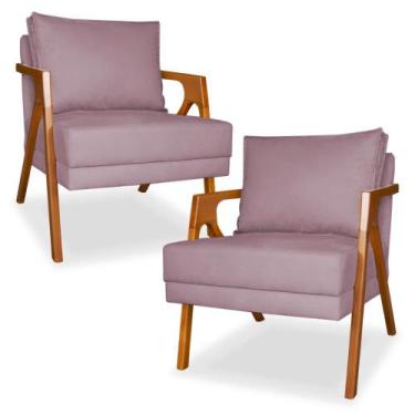 Imagem de Kit 2 Cadeiras Decorativas para Sala de Estar Mona Suede - Porto Decor