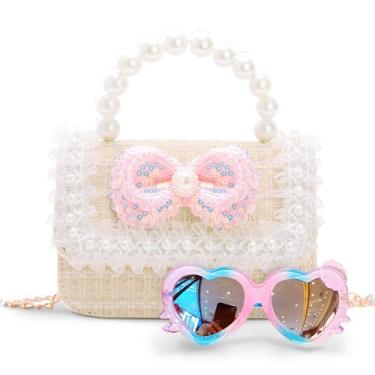 Imagem de Ristpal Bolsa infantil de presente infantil para meninas, bolsa de ombro transversal para crianças, lindas bolsas de princesa, Branco, 2.6 x 5.9 x 6 inches