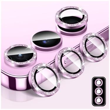 Imagem de LucBuy Protetor de lente de câmera Bling para Samsung Galaxy S24 Plus, adesivos de filme de cobertura de câmera de vidro temperado, protetor de tela de anel de metal individual de alinhamento