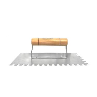 Imagem de Desempenadeira Aço Inox Dentada 12x24cm - COMPEL