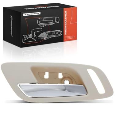 Imagem de A-Premium Maçaneta interna do lado do motorista dianteiro esquerdo compatível com Cadillac Escalade/Escalade ESV 2007-2014, Escalade EXT 2007-2013, caixa bege escura com alavanca cromada, número de