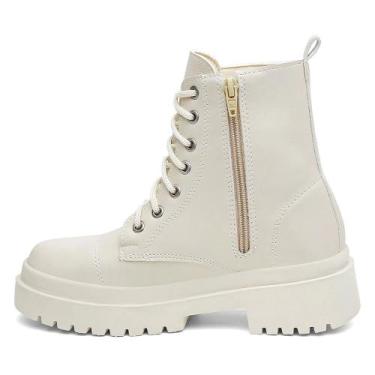 Imagem de Bota Plataforma Blogueira Coturno Militar Tratorada  - SBL, Branco, 36
