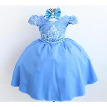 Imagem de Vestido Infantil De Festa Luxo Casamento Daminha Aniversário, Azul, 8