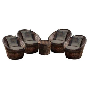 Imagem de Conjunto de Poltronas Fibra Sintética Bola - 4 Poltronas + 1 Mesa Cent