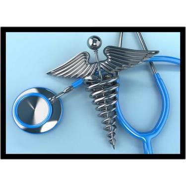 Imagem de Quadro Decorativo Medicina Estetoscópio Bastão De Esculápio Consultóri