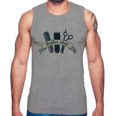 Imagem de Regata Salão Masculino Barber Shop - Foca na Moda, Cinza, GG