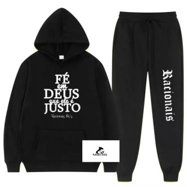 Imagem de Conjunto Moletom + Calça de Frio Racionais Fé em Deus Unissex - Macoli
