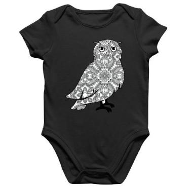 Imagem de Body Bebê Algodão Coruja Mandala - Foca na Moda, Preto, G