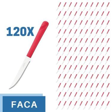 Imagem de Conjunto 120 Facas Aço Inox Cabo Plástico Vermelho Luna - Taumer, Luna