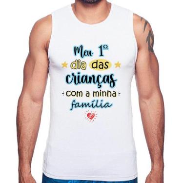 Imagem de Regata Meu primeiro dia das crianças (azul) - Foca na Moda, Branco, G