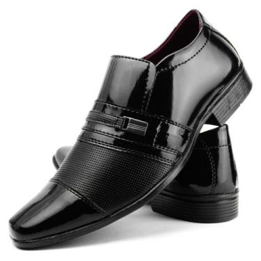 Imagem de Sapato social masculino preto verniz moderno e atual - sollano, Preto,