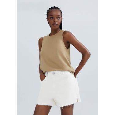 Imagem de Shorts Feminino Cintura Média Em Sarja - Hering, 046, Off white