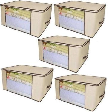 Imagem de Caixa organizadora de roupa de cama organiz em tnt com tampa e visor 6