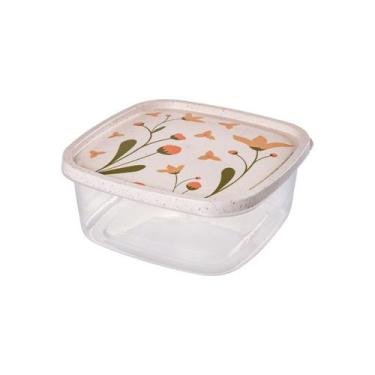 Imagem de Pote Clic Quadrado 1,6 L Porta Alimentos Decoração Florida Plasútil - 