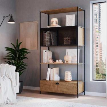Imagem de Estante para Livros Industrial Com Gaveta e 2 Portas em aço - Artesano