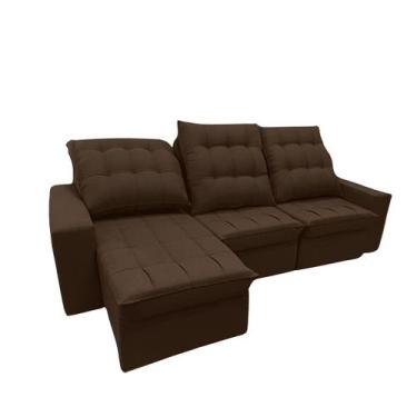 Imagem de Sofá Barcelona Retrátil 3 Lugares Marrom Cookiee - Meu Estofado