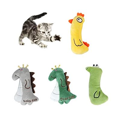 Imagem de Brinquedos de erva de gato, 4 peças, brinquedos interativos de pelúcia para gatos, brinquedos de mastigar erva de gato, brinquedos fofos de entretenimento para animais de estimação, gatinho, brincando, moendo, garra, limpeza de dentes, brinquedo para gatos em ambientes internos (4 peças)
