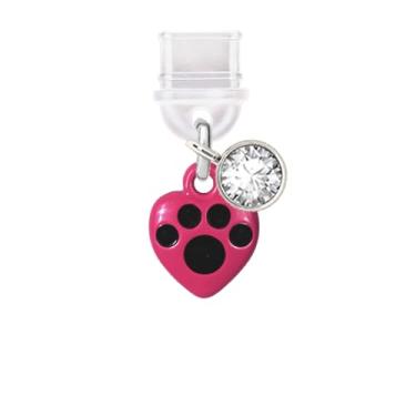 Imagem de ELISE & FONDA Porta de carregamento tipo C TP495, plugue antipoeira, pata de cachorro, coração, pingente de celular para iPhone 15/16/Samsung/OnePlus/Xiaomi/oppo telefones Android (preto vermelho),