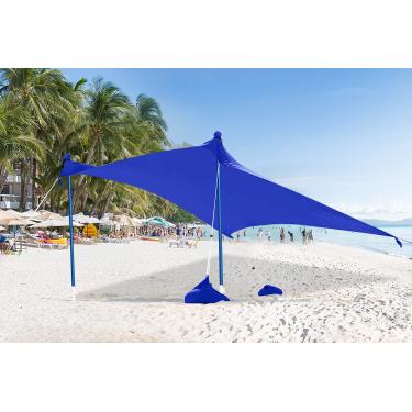 Imagem de ABCCANOPY Barraca de praia com proteção UV FPS 50+ proteção UV Portátil, abrigo, lona para uso ao ar livre para praia, viagens de acampamento, âncoras bônus, sacos de areia (1,8 x 1,8 m, azul)
